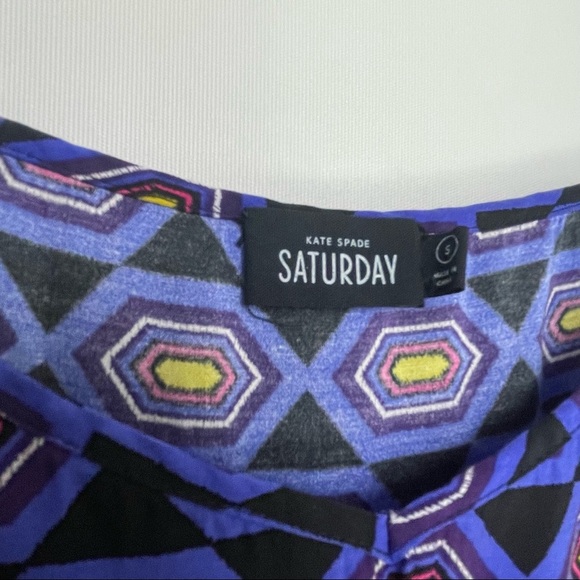 Kate Spade Saturday Geometric Spaghetti Strap Silk Blend Tank Top Size Small - Picture 4 of 5